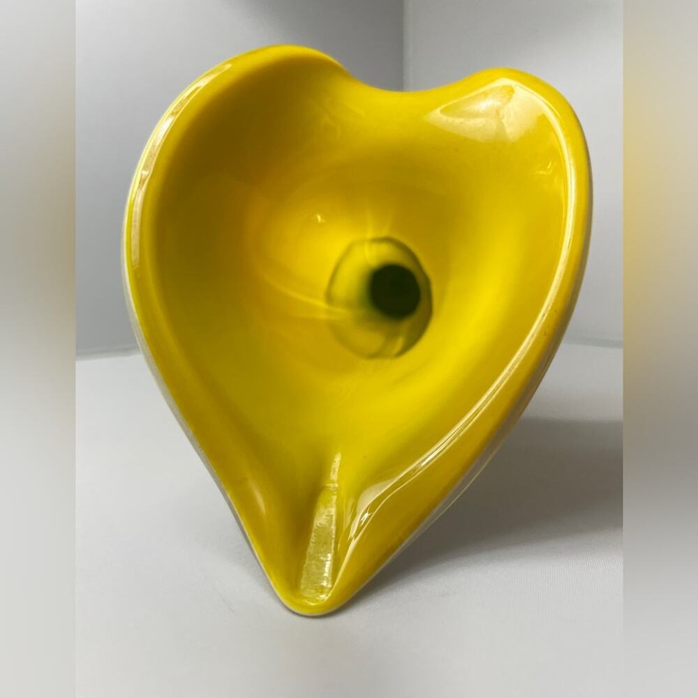 Hand Blown Jack In The Pulpit Calla Lily Art Glass Vase 15.5" Ombre Yellow Teal‎ - Picture 4 of 12